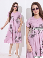 Rayon MAXI FROCK Model Nighties | Regular Sleeve's | Round Neck & Side Pocket | Pleated Frock MAXI Style | Trendy Collection's for Stylish Women's & Teenage Girl's (FRK-H)