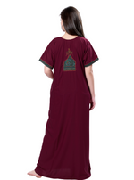 MANGAI Premium KARACHI Embroidery Nighties | Beautiful Embroidery Design's | Branded Quality | Half Sleeve | Regular Model | Stylish Nightdress for Women (KEM)