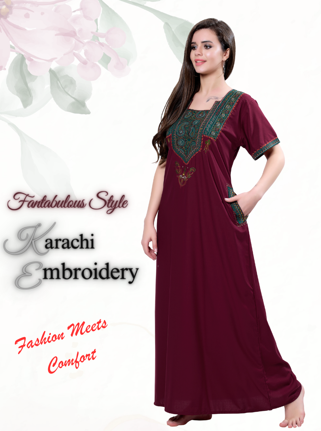 Buy KARACHI Embroidery Nighties Online