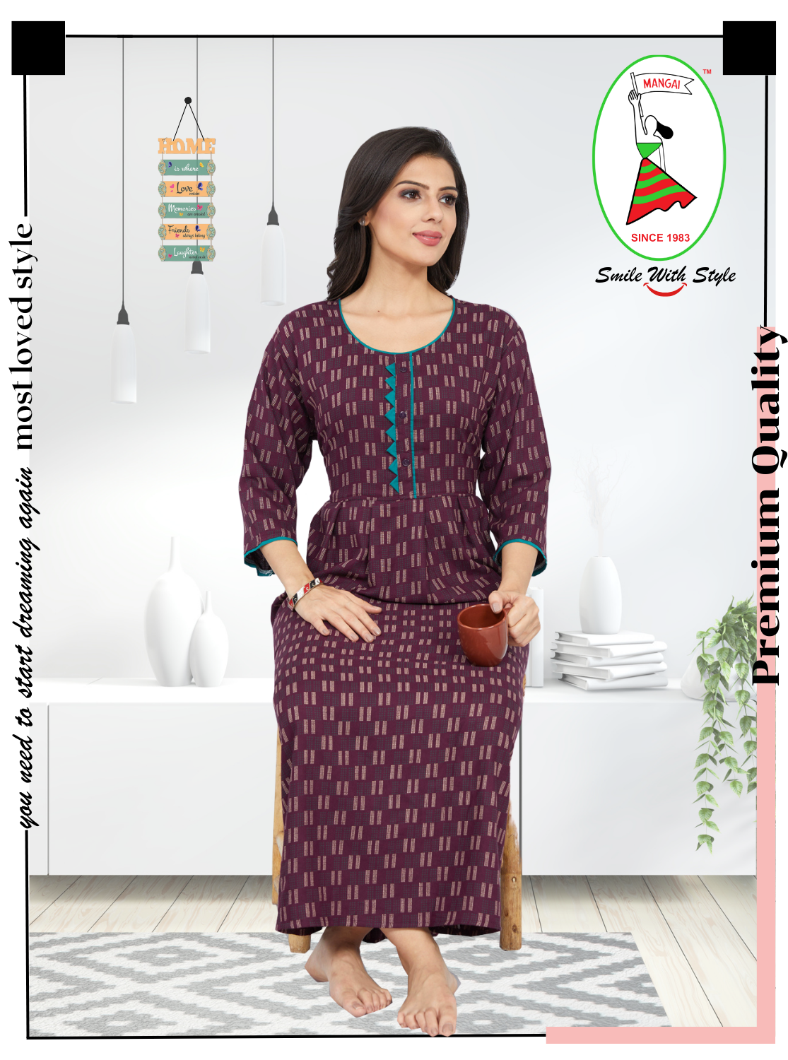 New MANGAI Premium Alpine KURTI Style | Beautiful Stylish KURTI Model | Side Pocket | 3/4 Sleeve | Perfect Nightwear Collection's for Trendy Women's