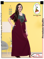 MANGAI Premium KARACHI Embroidery Nighties | Beautiful Embroidery Design's | Branded Quality | Half Sleeve | Regular Model | Stylish Nightdress for Women (KEM)