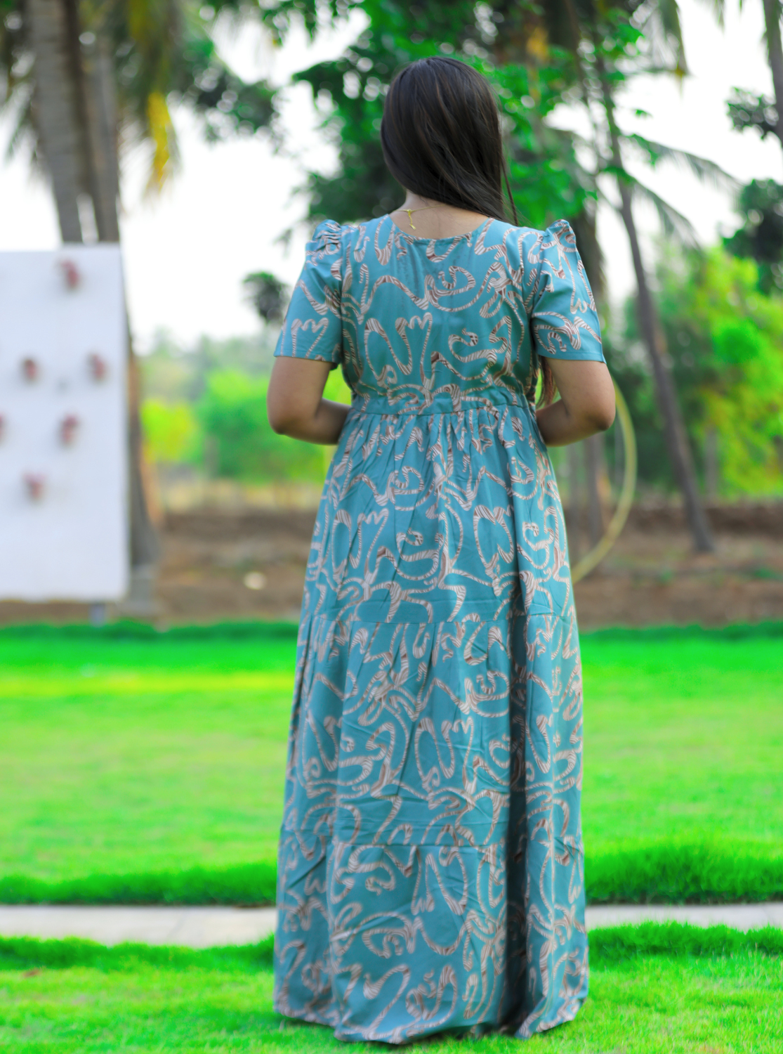 Stylish Arrivals Rayon Gathering Frock Model Night Gown's | Front Adjustable Gathering Style Rope | Puff Sleeve | Trending Collection's for Stylish Women's (FKG)
