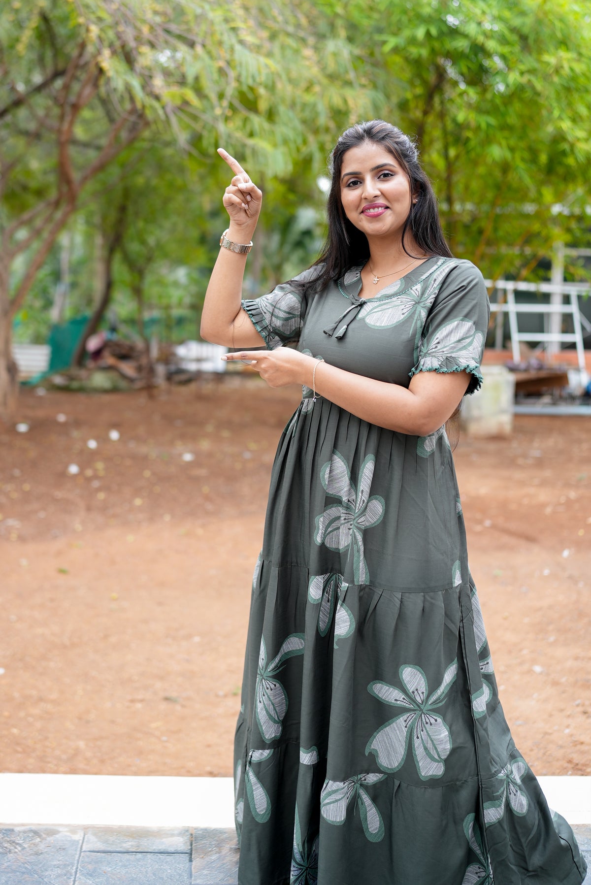 Mangai 3 Layer Flared Frock Model Nighties Soft and Smooth Premium Quality Rayon Material , Fancy Frilled Sleeve, Side Pocket , Back tie Rope , Stylish Collection's for Trendy Women's (MRK)