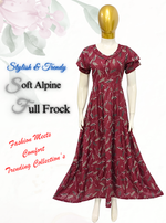 Fresh Arrivals MANGAI Alpine FULL FROCK Model Nighties | Beautiful Stylish Frock Style | Stylish Fancy Sleeves | Side Pocket | Perfect Nightwear Trendy Women's (FRK)