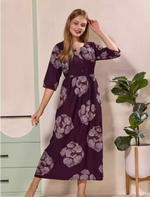 Floral Print Kurti Style Long Sleeve with Pocket – Mangai Nighties
