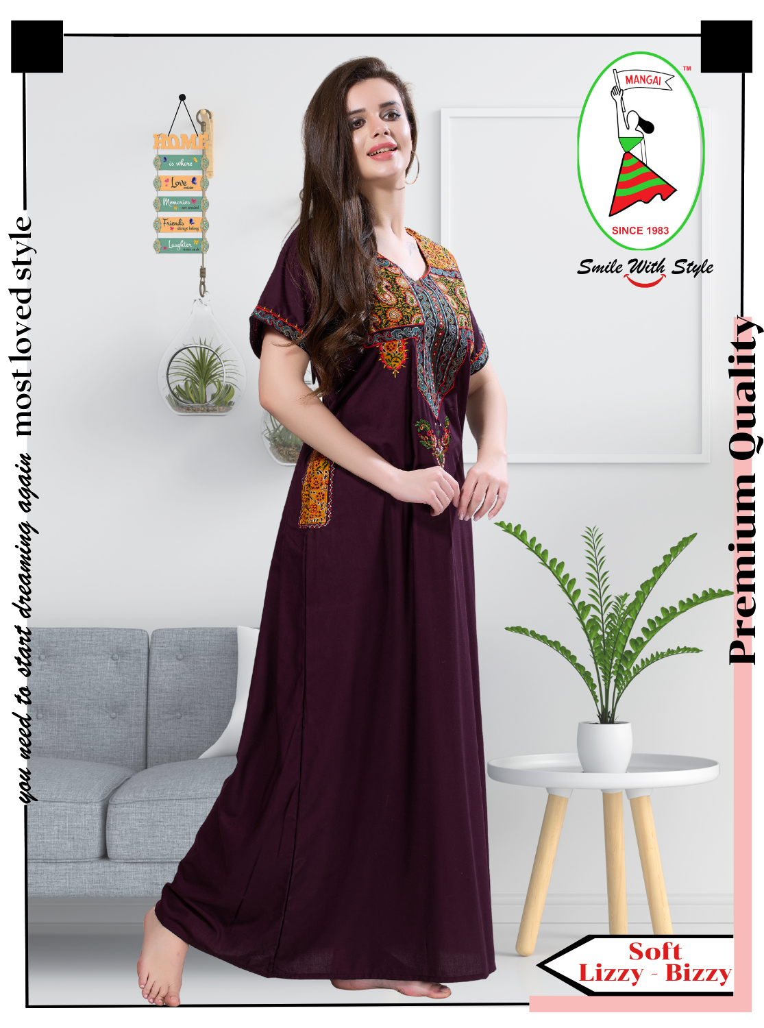 MANGAI Premium KARACHI Embroidery Nighties | Beautiful Embroidery Design's | Branded Quality | Half Sleeve | Regular Model | Stylish Nightdress for Women