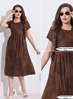 Rayon MAXI FROCK Model Nighties | Regular Sleeve's | Round Neck & Side Pocket | Pleated Frock MAXI Style | Trendy Collection's for Stylish Women's & Teenage Girl's (FRK-H)