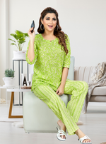 MANGAI Premium Cotton Printed Cambric Night Suits | Stylish Print's All Over | Top & Bottom Set | 3/4 Sleeve | Trendy Night Suits for Stylish Women's (CMNS)