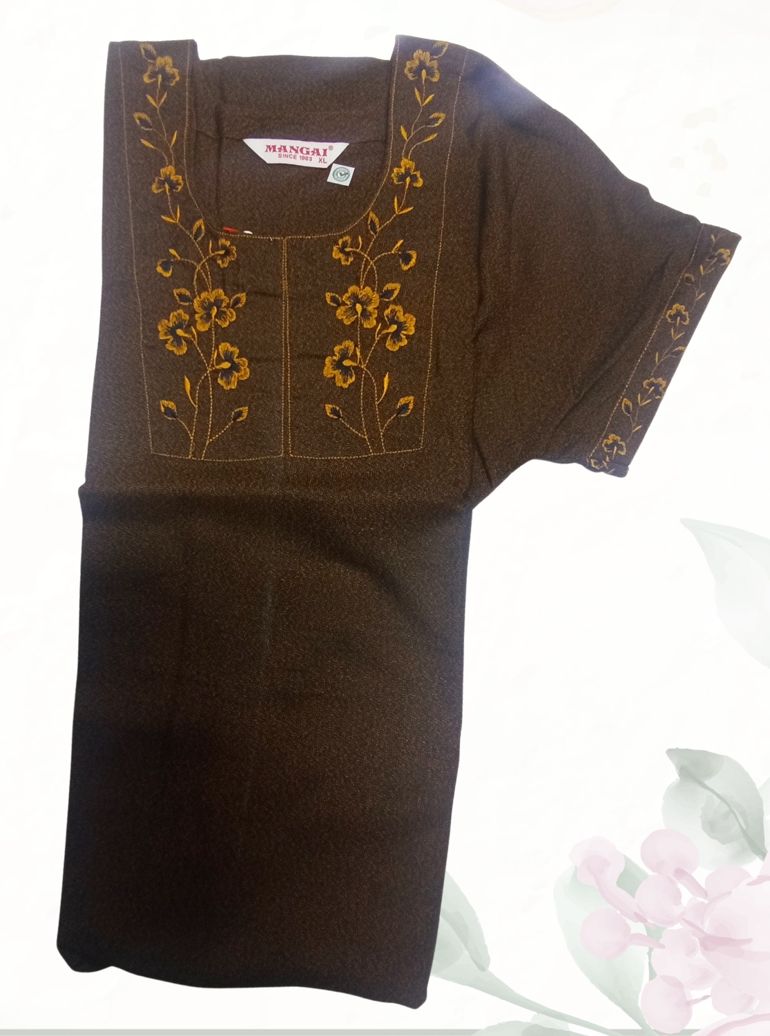 ALPINE Women’s Soft Cotton Embroidered Nighty – Purple Full Length Comfort Fit Night Dress with Side Pocket & Round Neck (HCC)