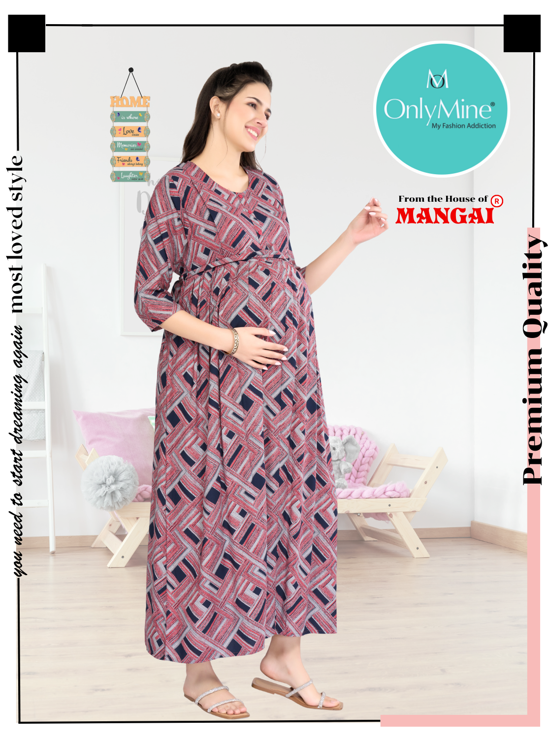 ONLY MINE Premium New MAXI Mom's Wear | Invisible Feeding Zipper | Adjustable Rope | Casual Wear | Pregnancy Wear