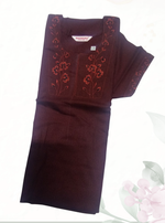 ALPINE Women’s Soft Cotton Embroidered Nighty – Purple Full Length Comfort Fit Night Dress with Side Pocket & Round Neck (HCC)
