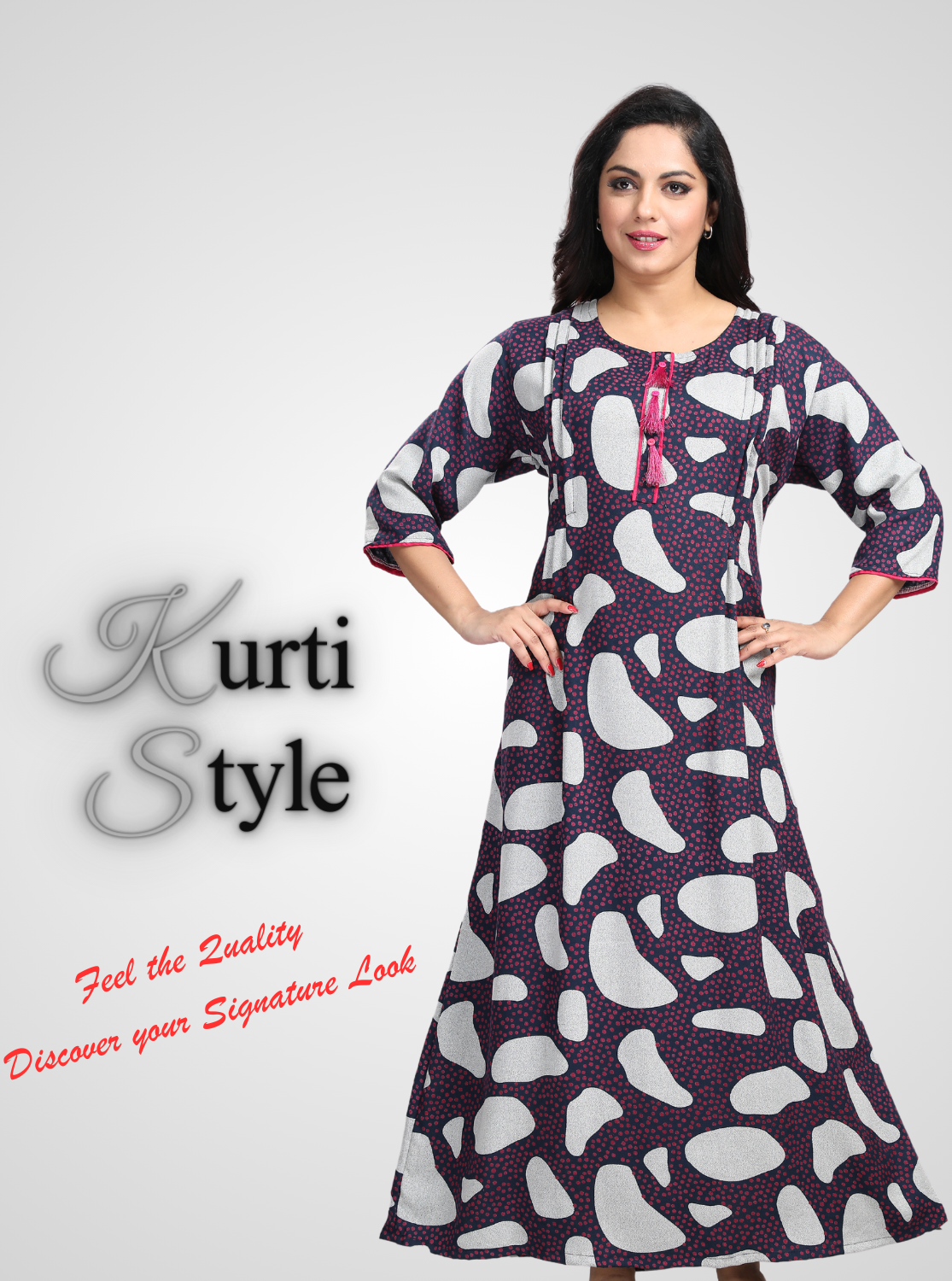 StylishMANGAI Alpine KURTI Style | Beautiful Stylish KURTI Model | Side Pocket | 3/4 Sleeve | Perfect Nightwear Collection's for Trendy Women's