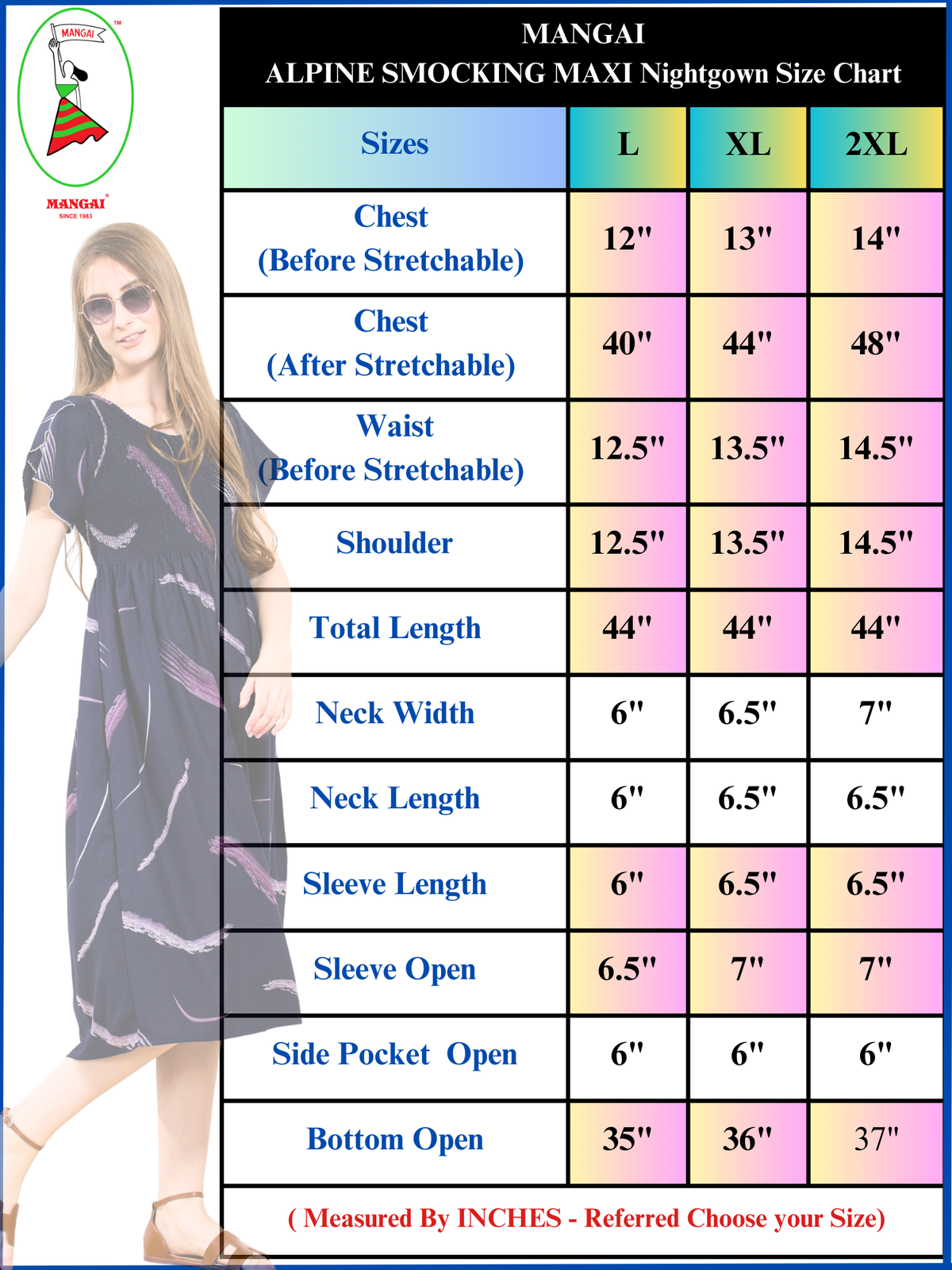 New Stylish Alpine Smocking Maxi Frock Model Nightgown for trendy Women's & Teenage Girl's (ASM)