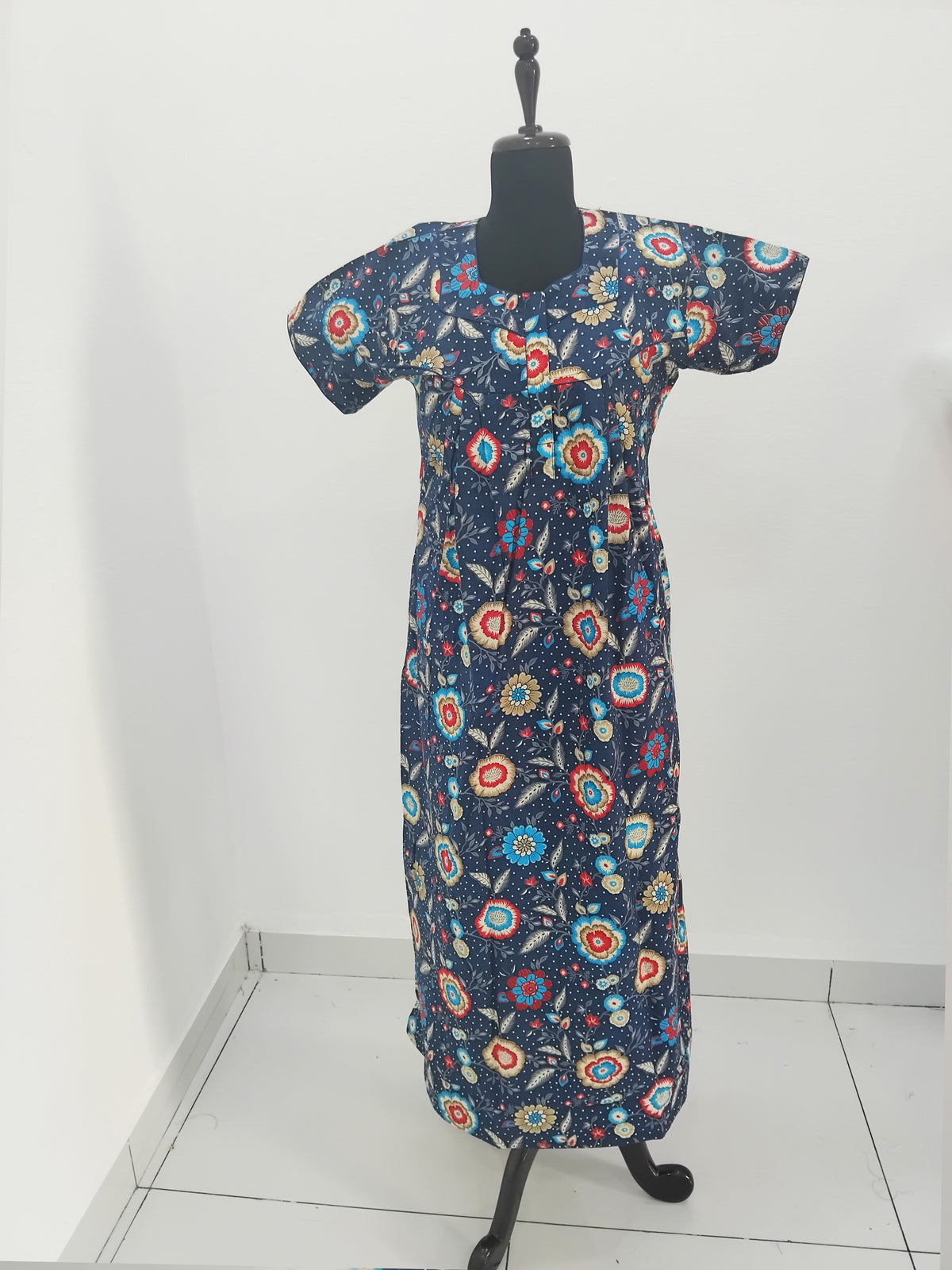 Regular Fit Cotton Printed Pleated Nighties