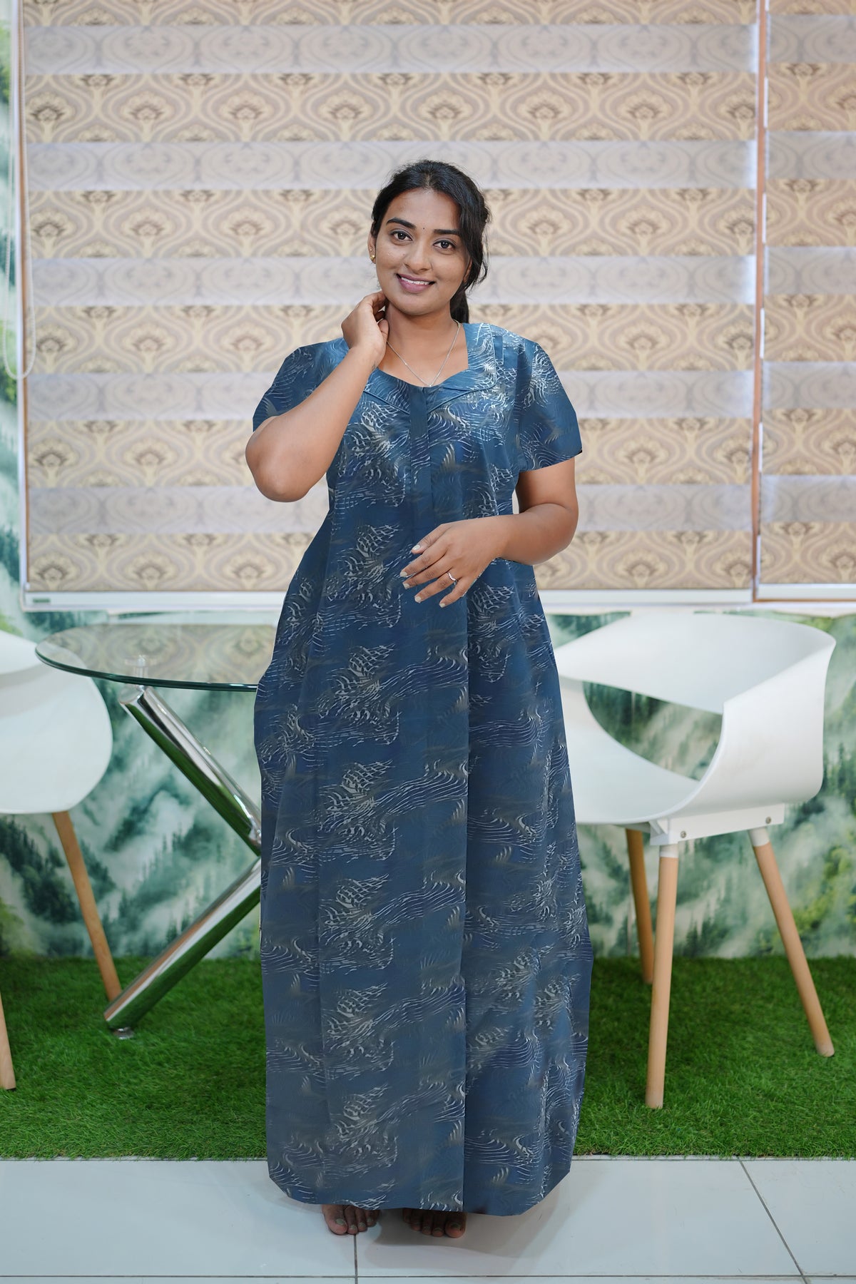 MANGAI Daily Wear Casual Comfort Fit Cotton Printed Nighties | Zipless Closed Model |Summer Arrival's for Trendy Women's (VNM)