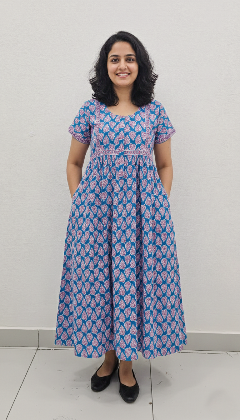 Cotton FROCK Model Casual Wear Nighties | Stylish Pleated Frock Style | Multipurpose Nighties | Pregnancy Wear | Pleated Model | Stylish Nighties for Stylish Women (PWC)