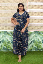 MANGAI Cotton Straight Zip Feeding Nighty |Post Pregnancy | Comfort and Style | Pleated Model | Soft Cotton Feeding Nighties (PSF)