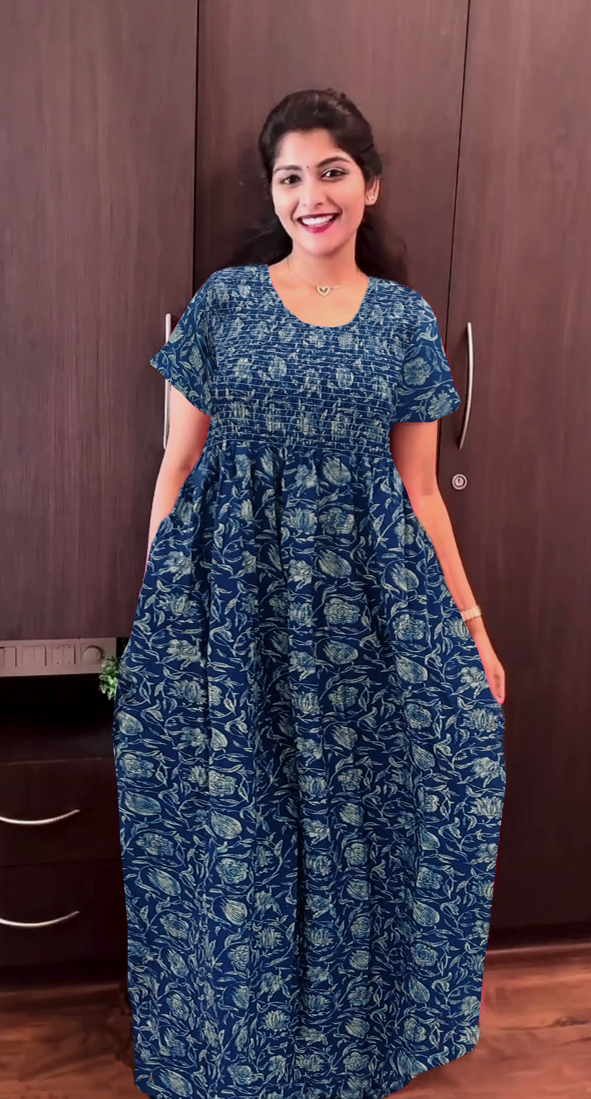 Soft Cotton Stretchable Smocking Nighties for Summer New Arrivals | Daily Comforts & Light Weighted Elastic Nighties | Pleated Style | Casual Daily wear Nightwear for Trendy Women's (SMC)