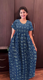 Soft Cotton Stretchable Smocking Nighties for Summer New Arrivals | Daily Comforts & Light Weighted Elastic Nighties | Pleated Style | Casual Daily wear Nightwear for Trendy Women's (SMC)