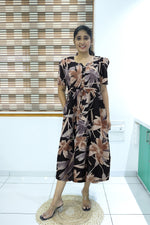 Rayon Colourful Foil Printing Gathering Frock Model Nighties | Side Pocket and Gathering Front Rope | Fancy Sleeve & Maxi Frock Nightwear for Stylish Women's (FGF)