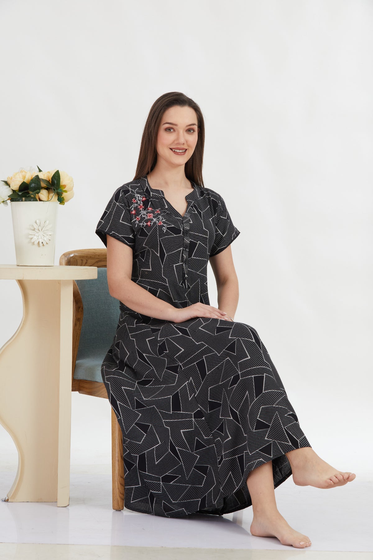 New Alpine Embroidery Nighties | Zip Less Model | Soft Alpine | Comfort Nighties for Stylish Women (CPL)