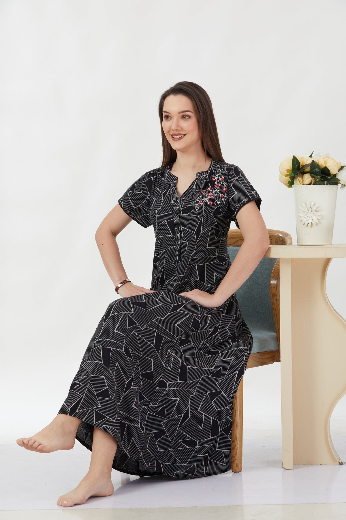 New Alpine Embroidery Nighties | Zip Less Model | Soft Alpine | Comfort Nighties for Stylish Women (CPL)