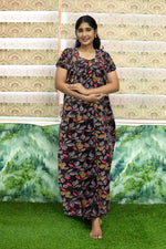 MANGAI Premium Cotton Printed Pleated Model Half Sleeve 4XL Size Nighties - Fancy Neck | With Side Pocket |Shrinkage Free Nighties | Trendy Collection's for Stylish Women's (4PZ)