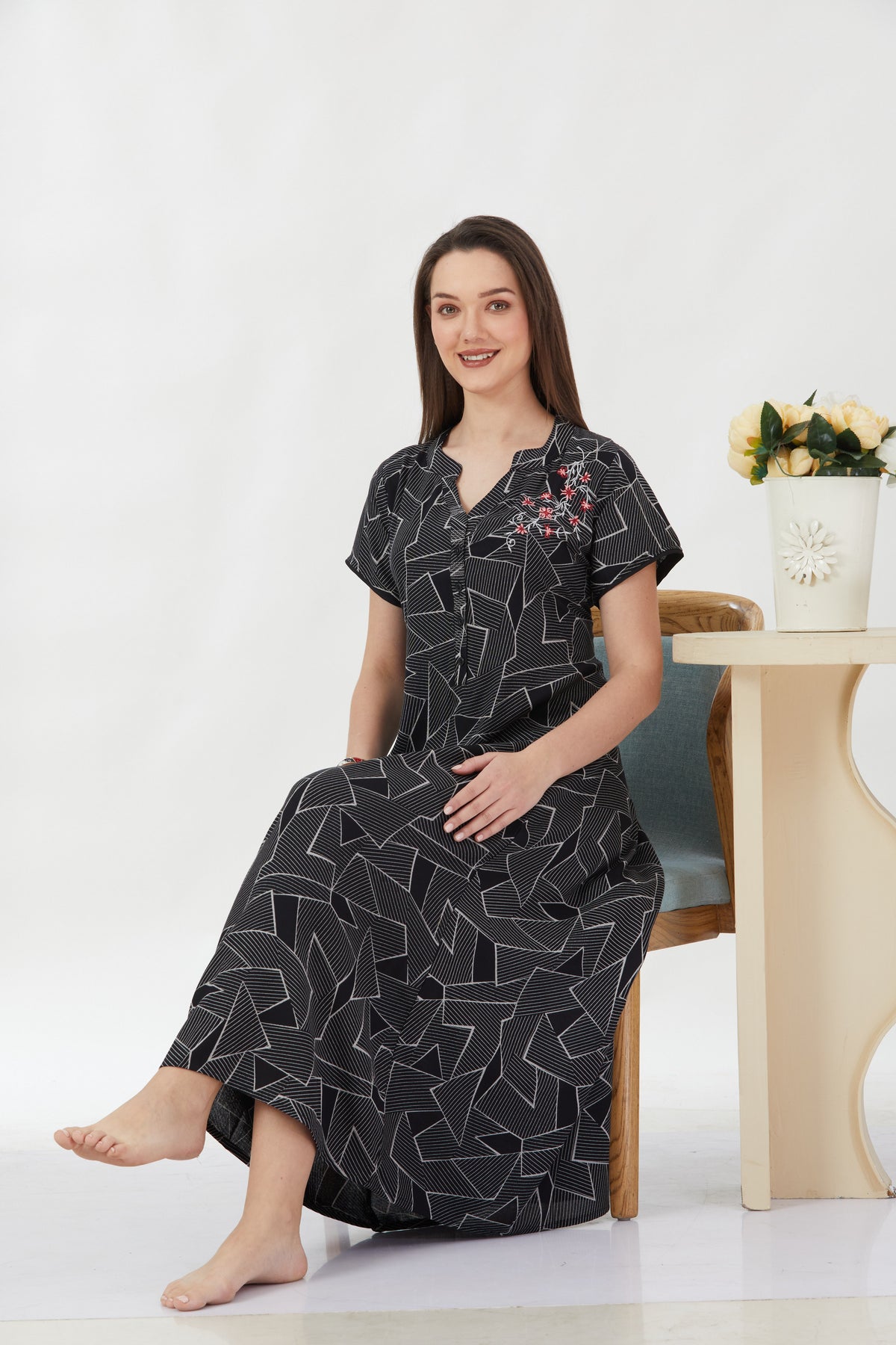 New Alpine Embroidery Nighties | Zip Less Model | Soft Alpine | Comfort Nighties for Stylish Women (CPL)