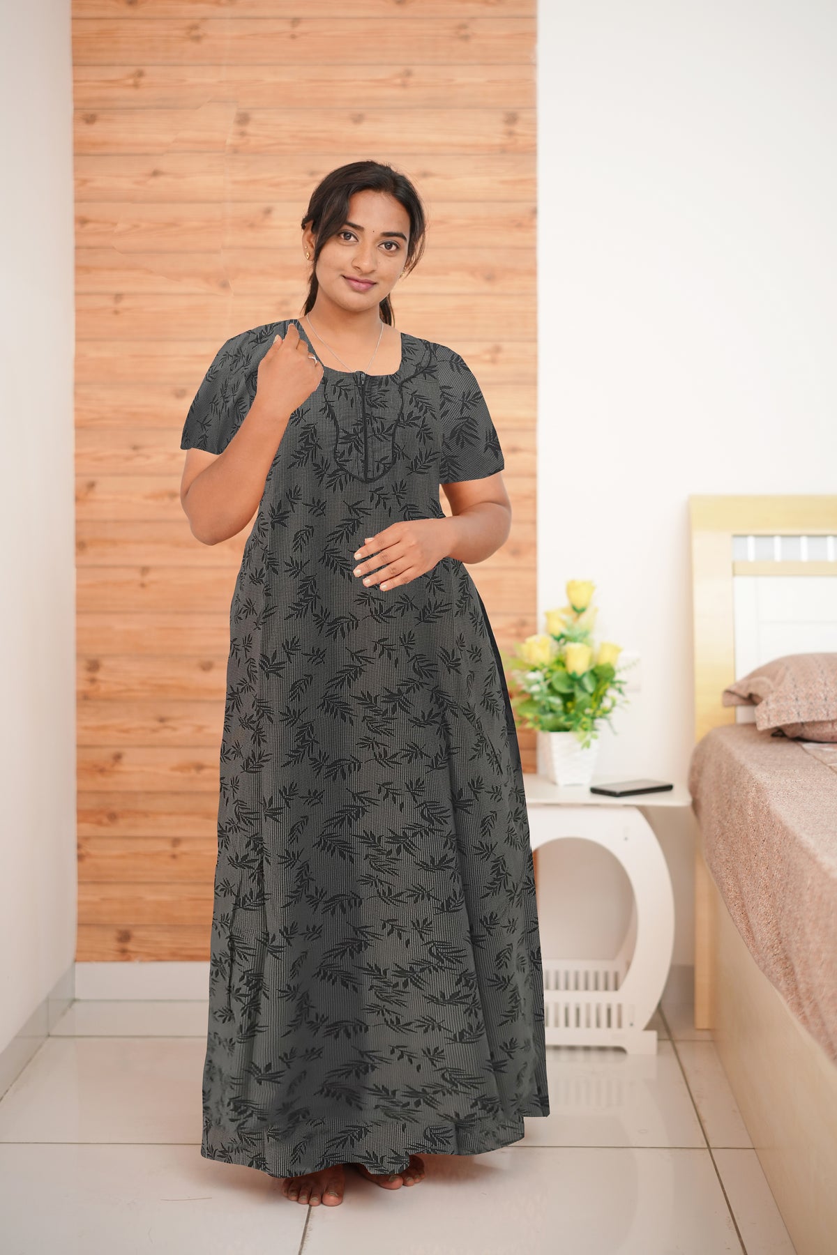 MANGAI New Regular Fit Cotton Printed Nighties - All Over Printed Stylish Nightwear for Stylish Women | Side Cut Pocket | Beautiful Nighties for Stylish Women's | Colorful Printed Cotton Nighties (MPL)