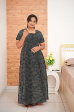 MANGAI New Regular Fit Cotton Printed Nighties - All Over Printed Stylish Nightwear for Stylish Women | Side Cut Pocket | Beautiful Nighties for Stylish Women's | Colorful Printed Cotton Nighties (MPL)