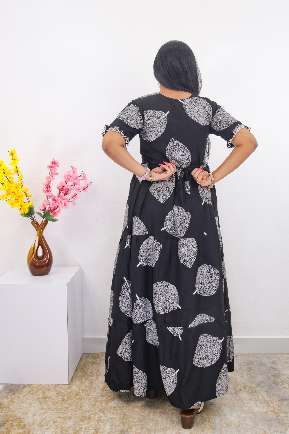 Mangai 3 Layer Frock Model Nighties Soft and Smooth Premium Quality Rayon Material , Fancy Frilled Sleeve, Side Pocket , Back tie Rope , Stylish Collection's for Trendy Women's (MRK)