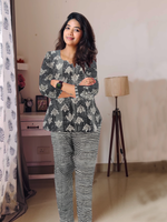 MANGAI Premium Cotton Printed Cambric Night Suits | Stylish Print's All Over | Top & Bottom Set | 3/4 Sleeve | Trendy Night Suits for Stylish Women's (MNS)