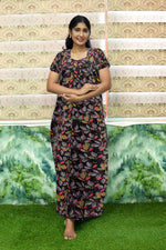 MANGAI Premium Cotton Printed Pleated Model Half Sleeve 5XL Size Nighties - Fancy Neck | With Side Pocket |Shrinkage Free Nighties | Trendy Collection's for Stylish Women's (5PZ)