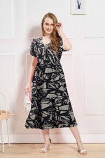 Rayon Colourful Foil Printing Gathering Frock Model Nighties | Side Pocket and Gathering Front Rope | Fancy Sleeve & Maxi Frock Nightwear for Stylish Women's (FGF)