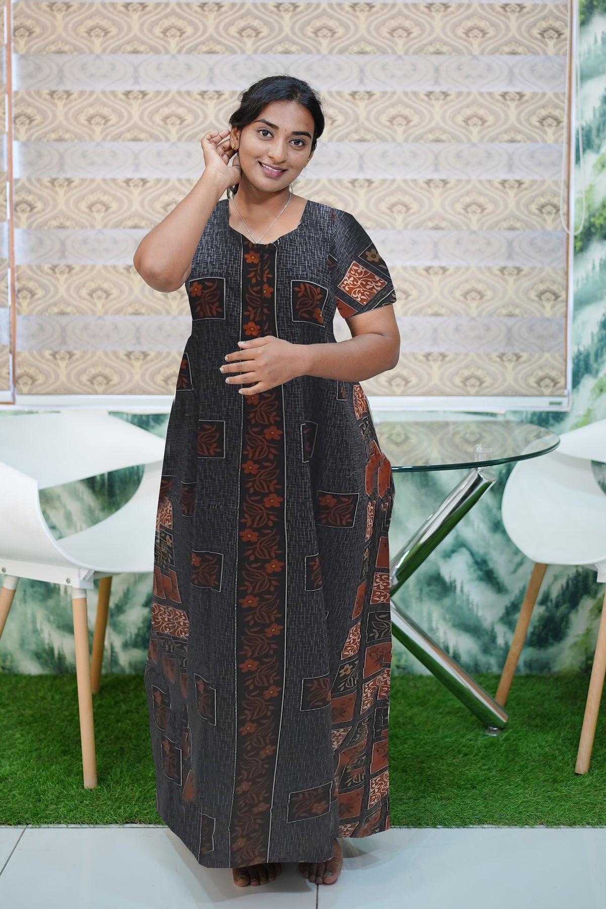 MANGAI Daily Wear Casual Comfort Fit Cotton Printed Nighties | Zipless Closed Model |Summer Arrival's for Trendy Women's (VNM)