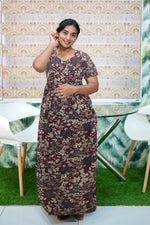 MANGAI Premium Cotton Printed Pleated Model Half Sleeve 3XL Size Nighties - Fancy Neck | With Side Pocket |Shrinkage Free Nighties | Trendy Collection's for Stylish Women's (3XL-SBS)