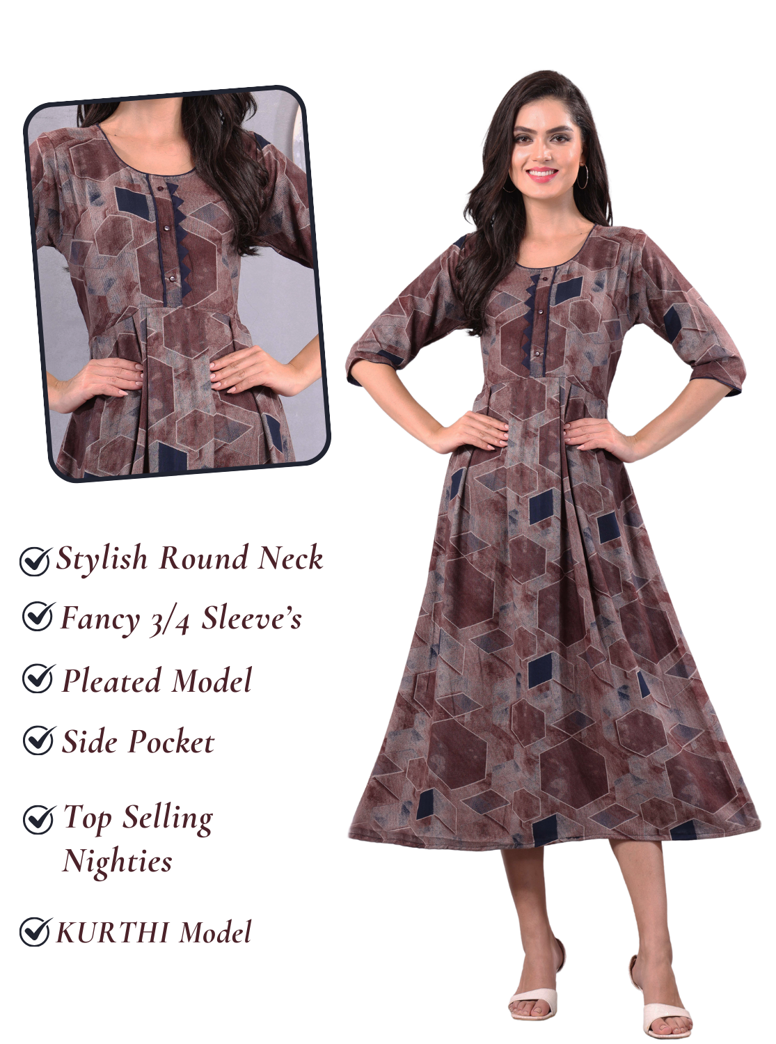 Fresh Arrivals Alpine KURTI Style | Beautiful Stylish KURTI Model | Long Sleeve |Fresh Collection's for Stylish Women's (MKA- 3/4)