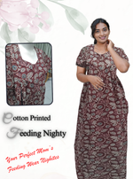 MANGAI Cotton Straight Zip Feeding Nighty |Post Pregnancy | Comfort and Style | Pleated Model | Soft Cotton Feeding Nighties (STF)