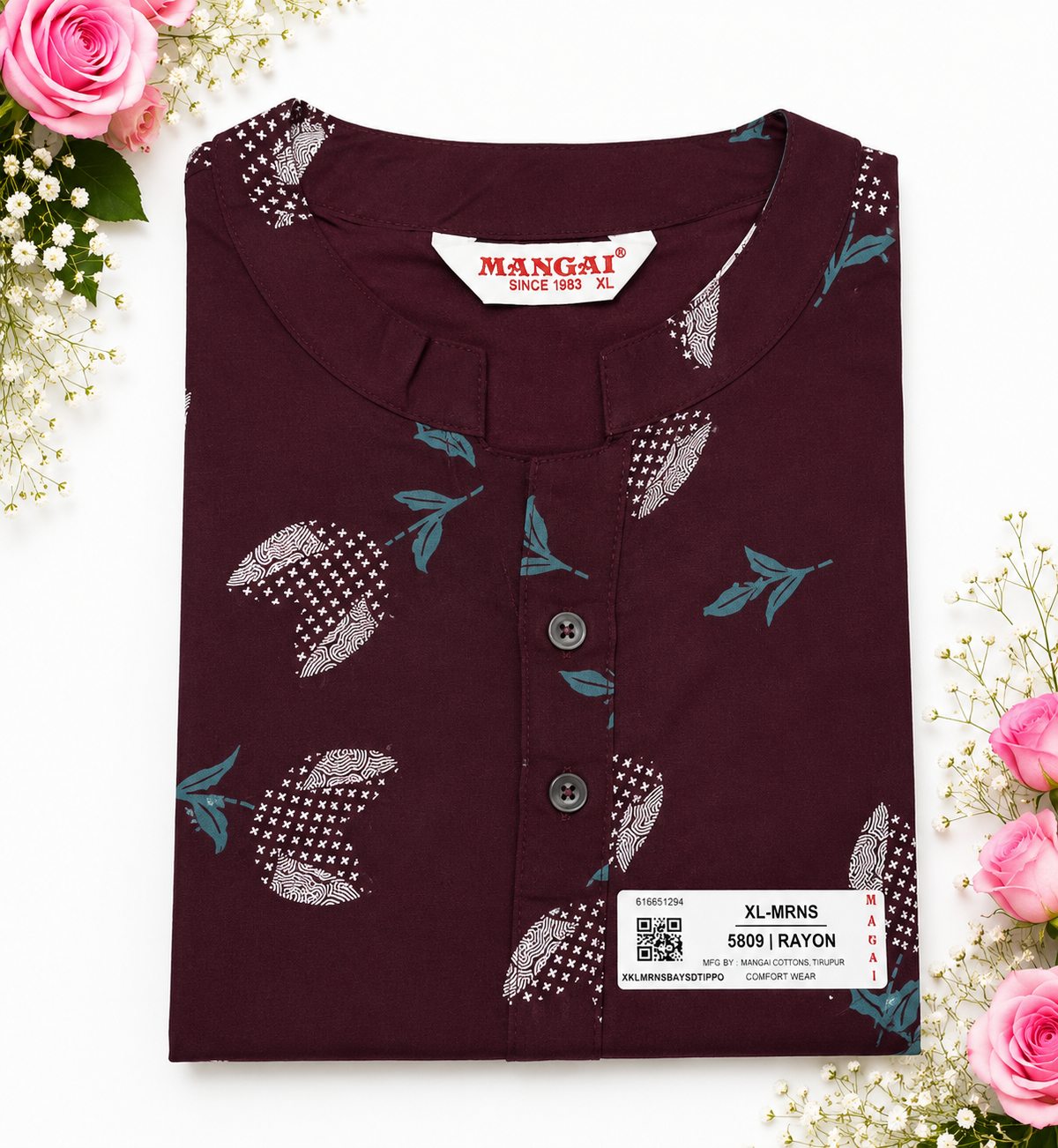 New MANGAI Stylish Rayon Cord Set Night Suits for all Stylish Women's | Long Sleeve with Size Pocket Beautiful all Over Printed Elastic Waist Top & Bottom Cord Set your Perfect Nightwear Companion (MRNS)