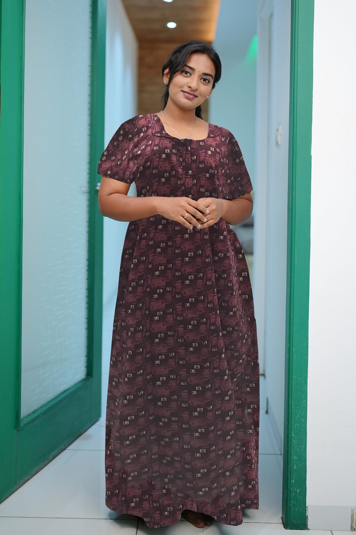 MANGAI Daily Wear Casual Comfort Fit Cotton Printed Nighties | Zipless Closed Model |Summer Arrival's for Trendy Women's (VNM)