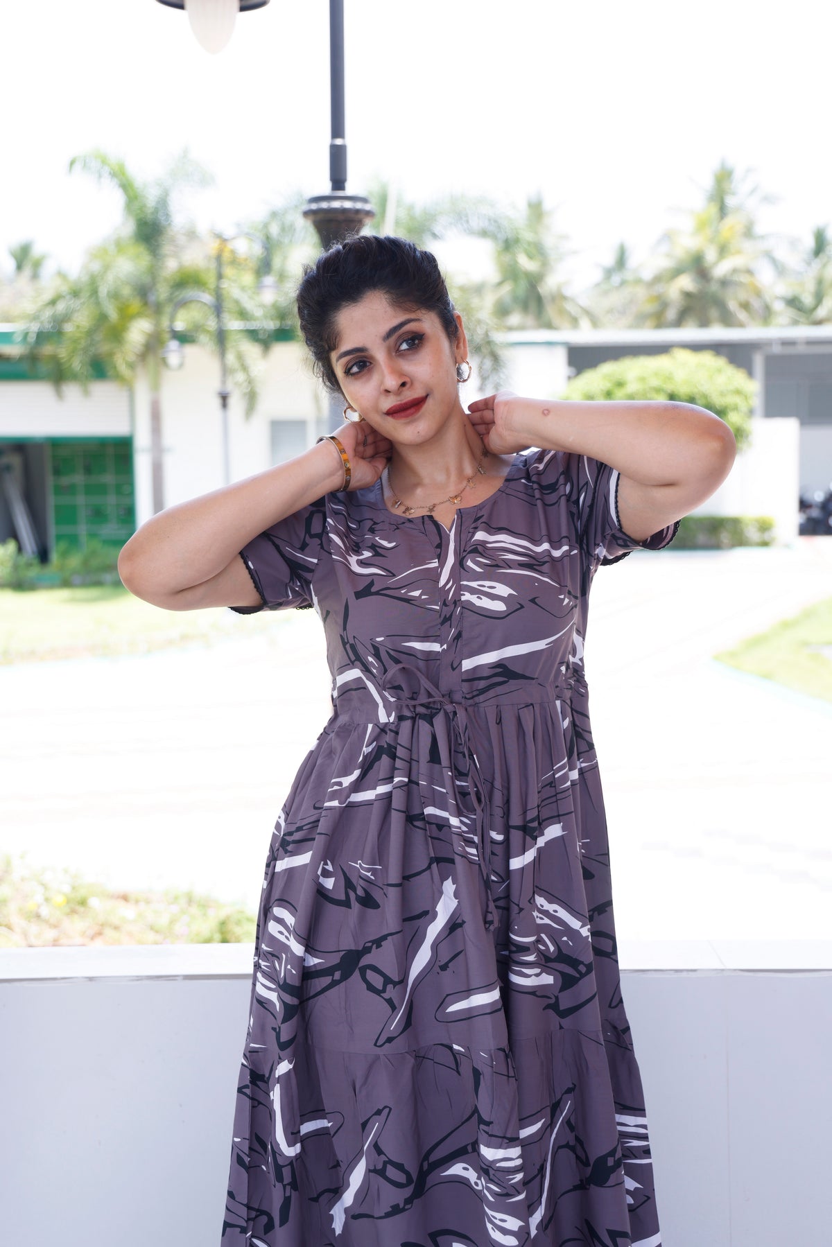Stylish Arrivals Rayon Gathering Frock Model Night Gown's | Front Adjustable Gathering Style Rope Rope | Double Layer Sleeve | Trending Collection's for Stylish Women's (GFK)