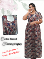 MANGAI Cotton Straight Zip Feeding Nighty |Post Pregnancy | Comfort and Style | Pleated Model | Soft Cotton Feeding Nighties (STF)