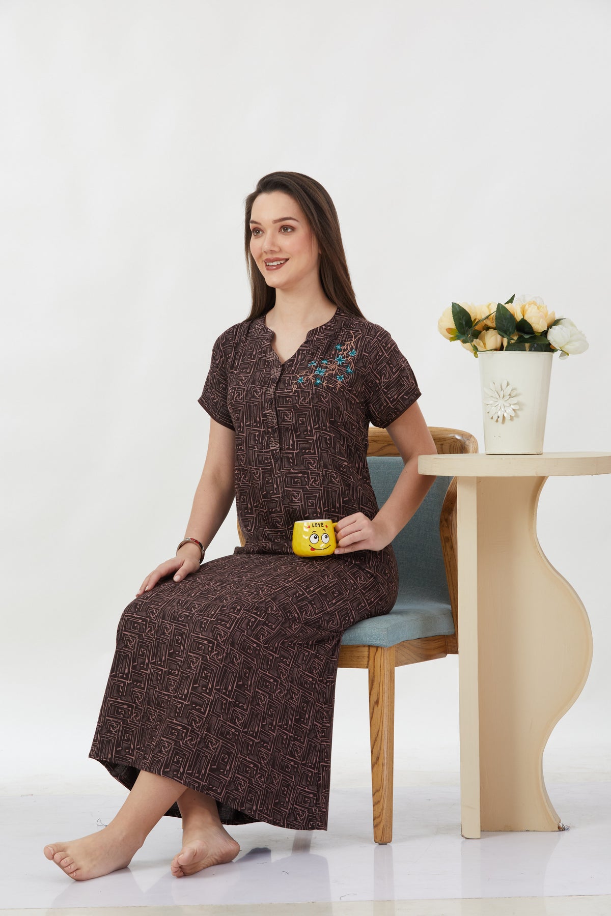 New Alpine Embroidery Nighties | Zip Less Model | Soft Alpine | Comfort Nighties for Stylish Women (CPL)