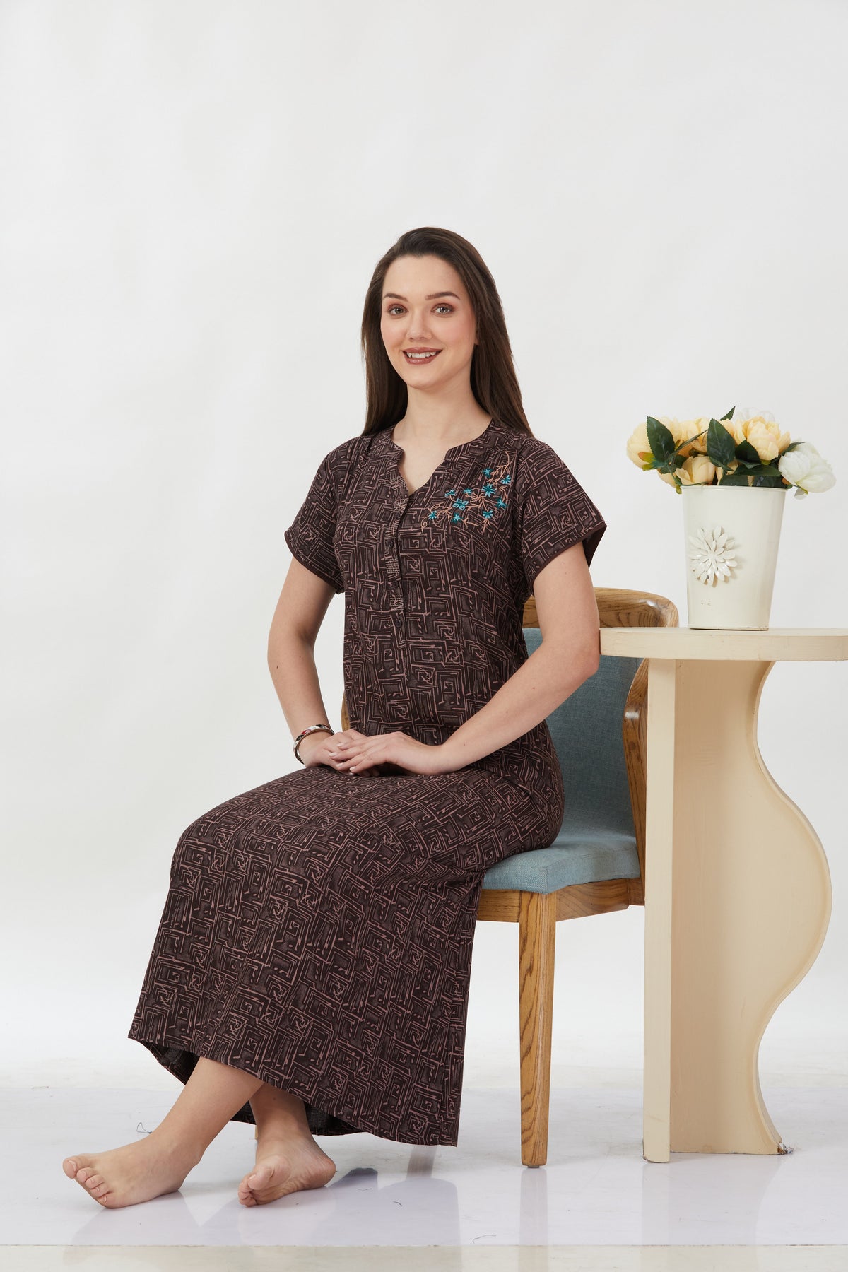 New Alpine Embroidery Nighties | Zip Less Model | Soft Alpine | Comfort Nighties for Stylish Women (CPL)