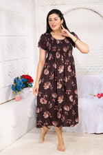 Alpine Smocking Maxi Frock Model Nightgown for Trendy Women's & Teenage Girl's | Stretchable Comfort to Body Fit | Side Pocket & Stylish Round Neck MAXI Gown for Women's Teenage Girl's (ASM)