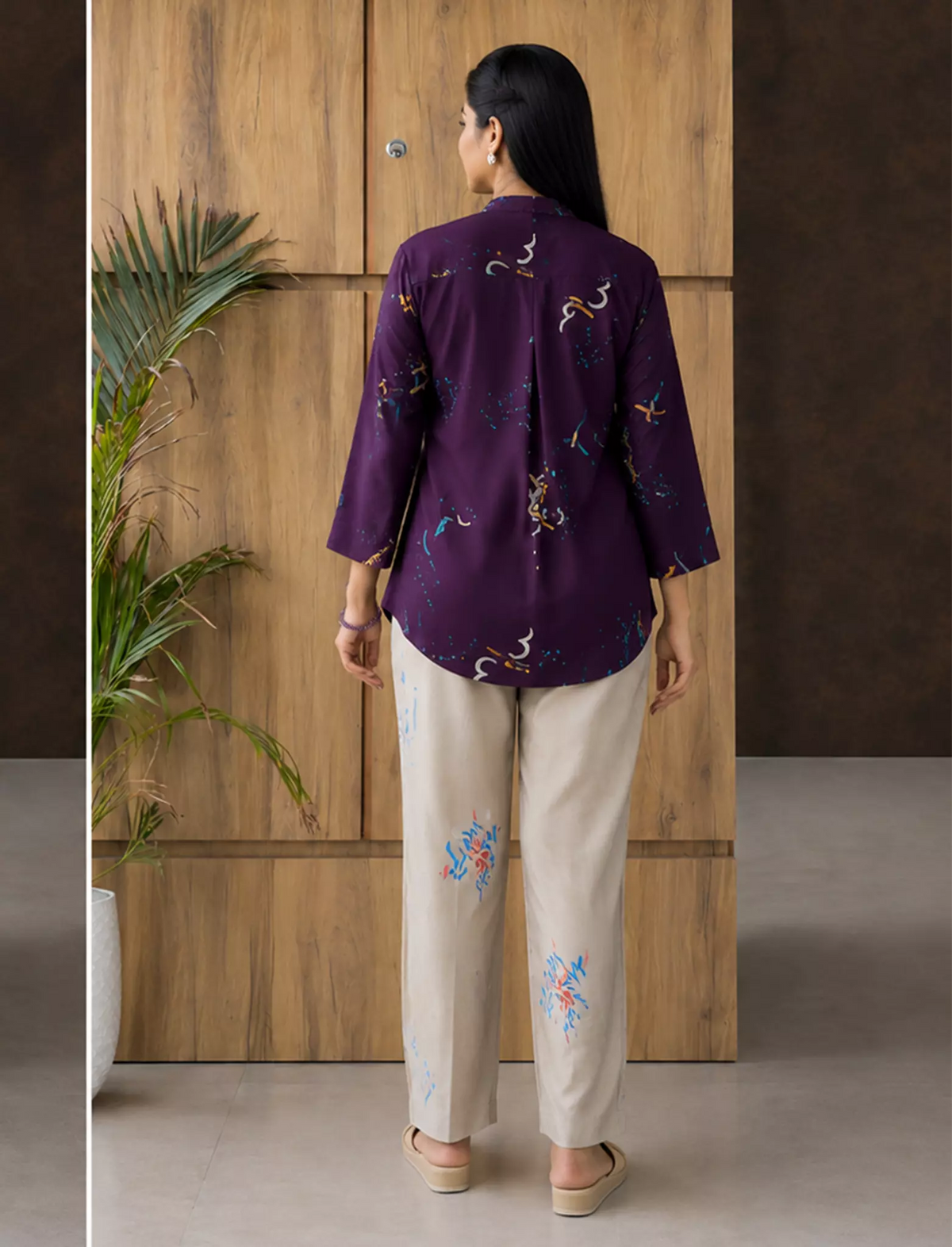 Brown Stylish Printed Co Ord Set with Pocket - Mangai Nighties