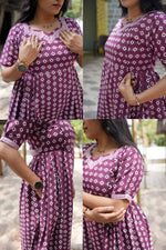 New Mangai Cotton Feeding MAXI Soft & Smooth Cotton | Invisible Vertical Feeding Zipper | Side Pockets | Back Adjustable Tie Rope |Casual & Maternity Wear (JFM)