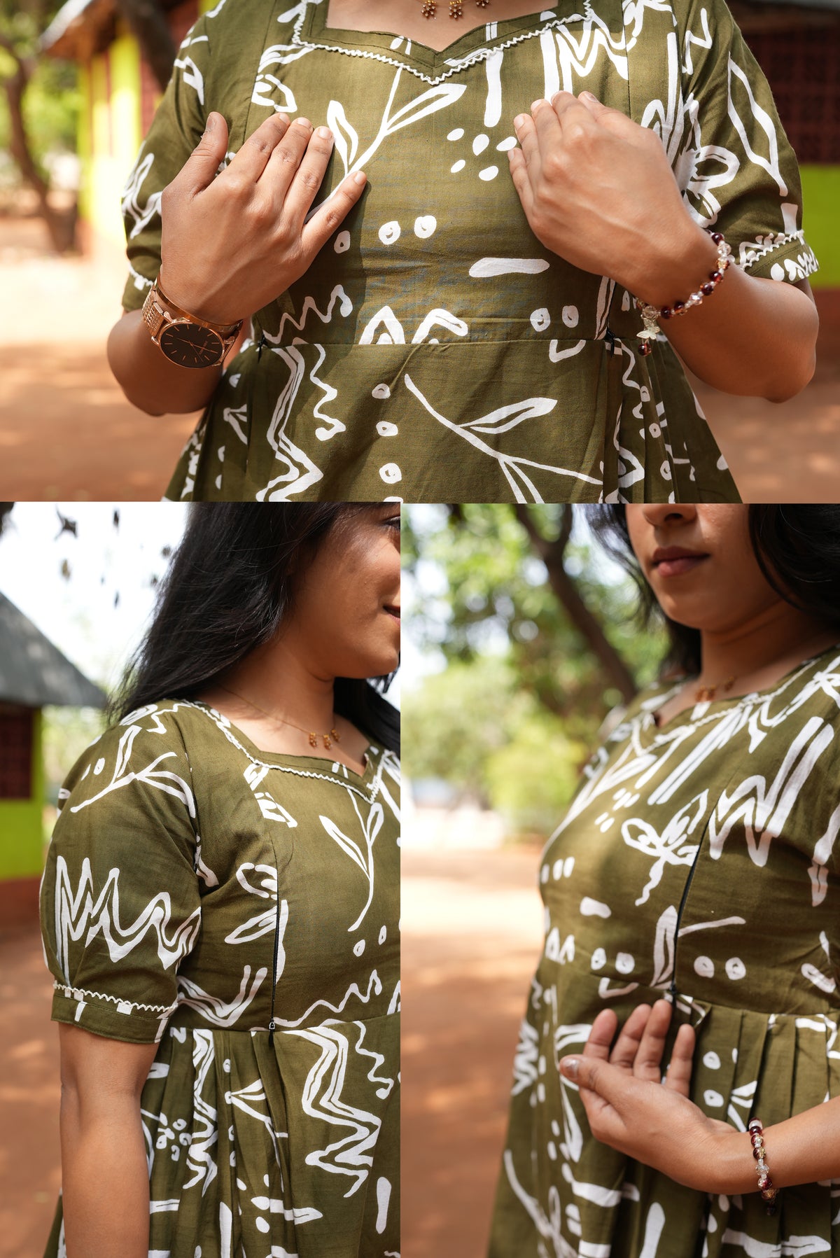 New Mangai Cotton Feeding MAXI Soft & Smooth Cotton | Invisible Vertical Feeding Zipper | Side Pockets | Back Adjustable Tie Rope |Casual & Maternity Wear (JFM)