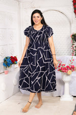 Alpine Smocking Maxi Frock Model Nightgown for Trendy Women's & Teenage Girl's | Stretchable Comfort to Body Fit | Side Pocket & Stylish Round Neck MAXI Gown for Women's Teenage Girl's (ASM)