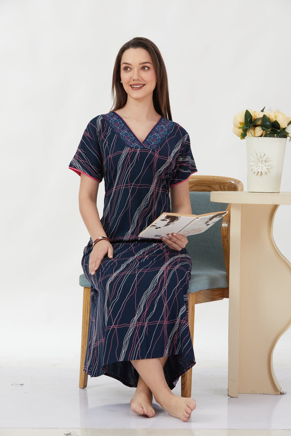 New Alpine Embroidery Nighties | Zip Less Model | Soft Alpine | Comfort Nighties for Stylish Women (CPL)